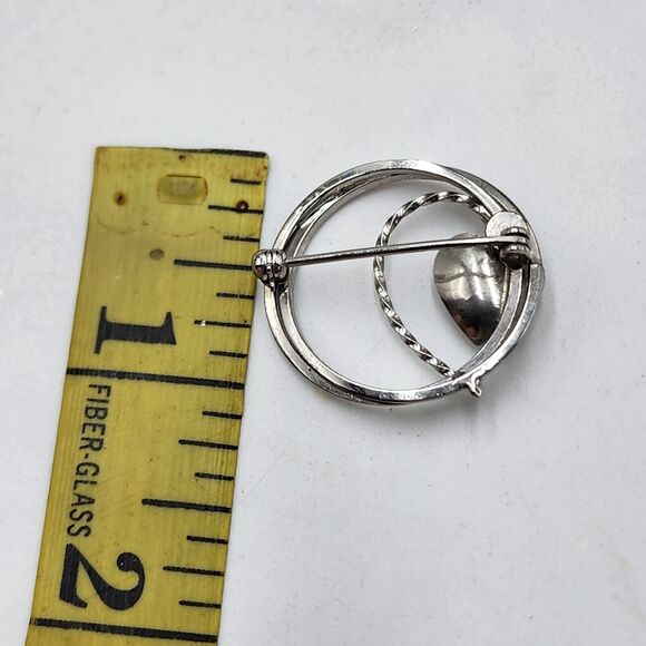 Vintage 1960s Sterling Silver Genuine Pearl Heart Pin Open Signed Collectible - Picture 6 of 6